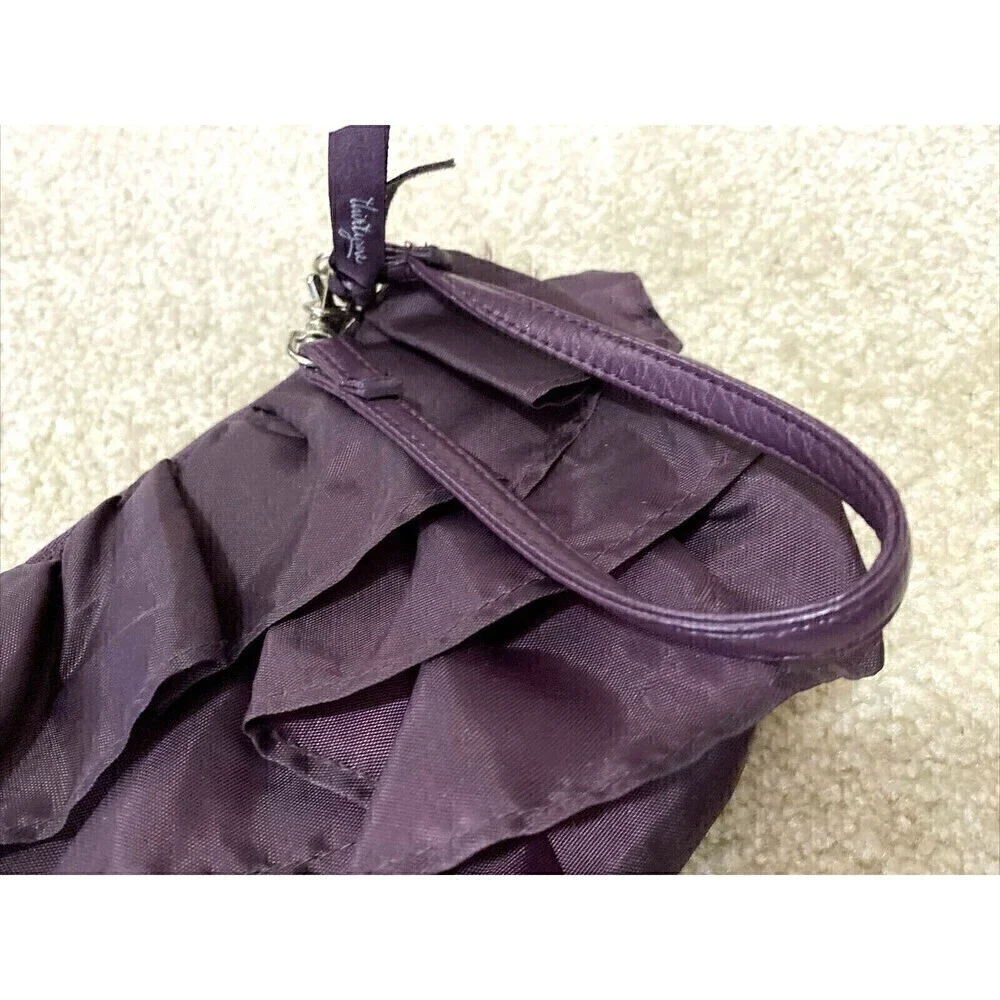Thirty One Purple Ruffle Wristlet Plum Bag Handbag Clutch Wallet Nylon 608A